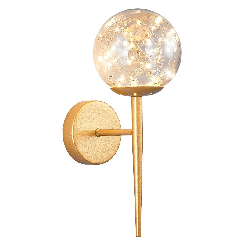 Gypsophila Sconce Lights con tonalità in vetro trasparente muro moderno appeso alla luce in ottone/nero