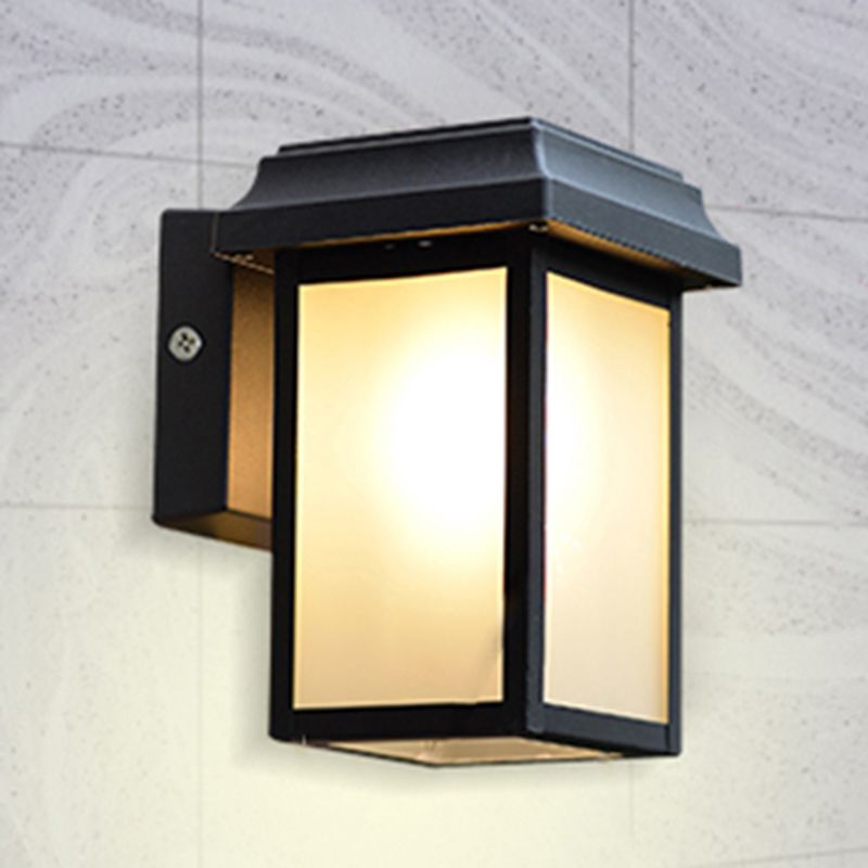 Modern Aluminum Wall Light Black Box Shape Wall Sconce with Glass for Patio