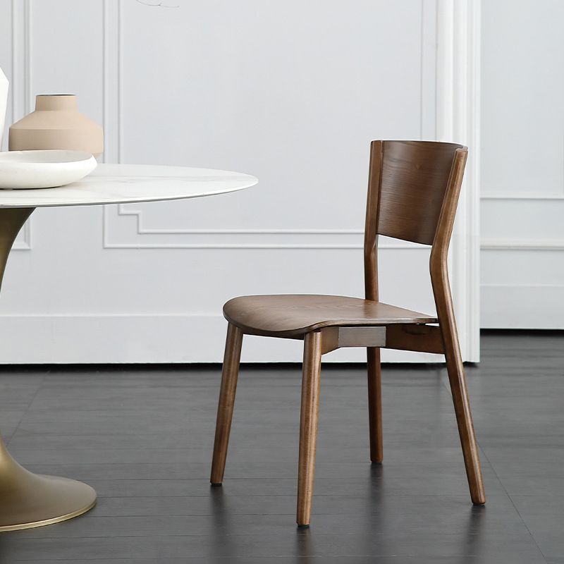 Contemporary Wood Dining Room Chair Armless Open Back Dining Side Chair