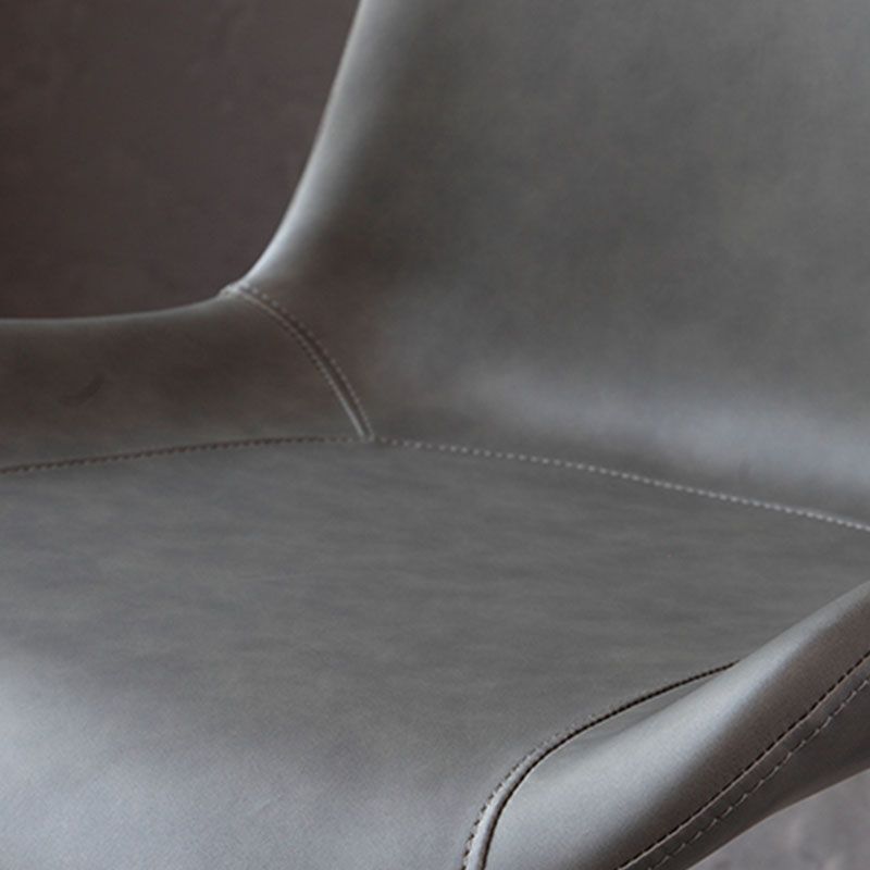 Contemporary Metal Dining Room Chair Armless Faux Leather Side Chair