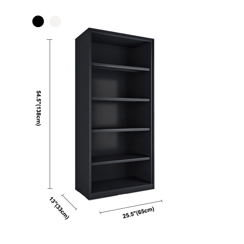 Modern Closed Storage Bookcase Black/White Metal Bookshelf with Shelves