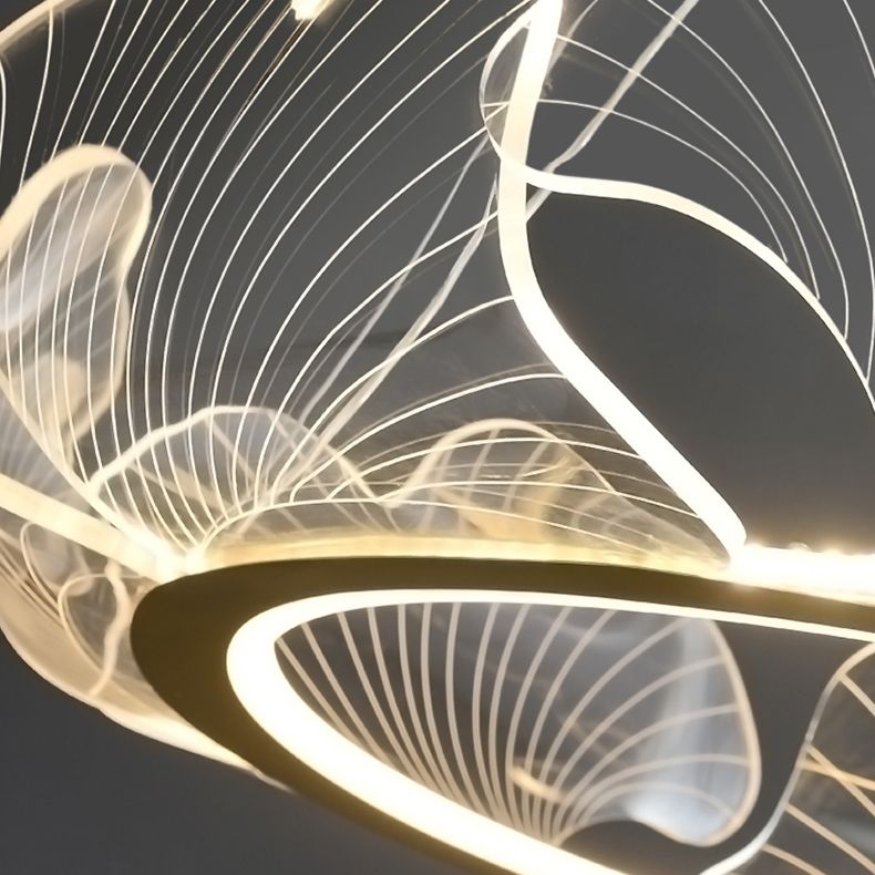 Luz de suspensión de anillo de oro de lámpara de araña de araña moderna para dormitorio de sala de estar