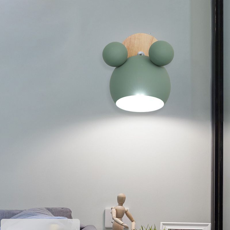 Lámpara de montaje de pared metálica de pared con copa de dibujos animados para dormitorio