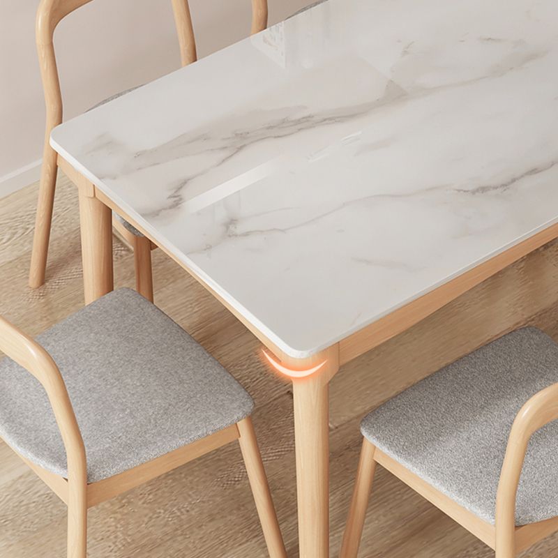 White Top Dinette Table with Wooden Legs Modern Dining Table for Home