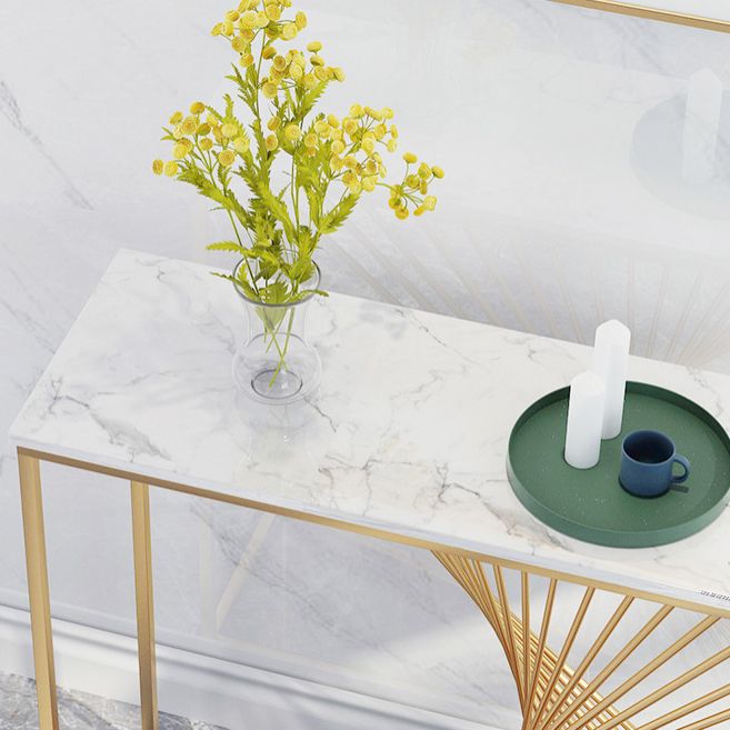 Glam Marble Console Sofa Table Gold Frame Accent Table for Hall