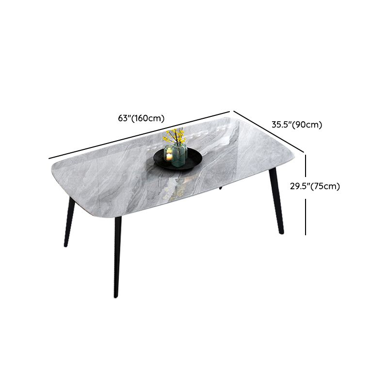 Home Sintered Stone Kitchen Table Industrial Rectangle Fixed Dining Desk