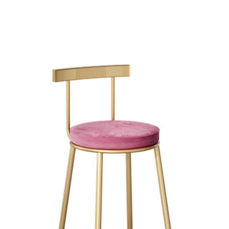 Contemporary Velvet Counter Stool Round Living Room Bar Stool with Metal Legs