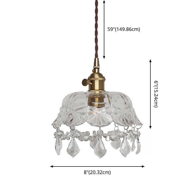 Bowl Light Suspension Pendant Modern Simple Crystal Hanging Lights for Bedside