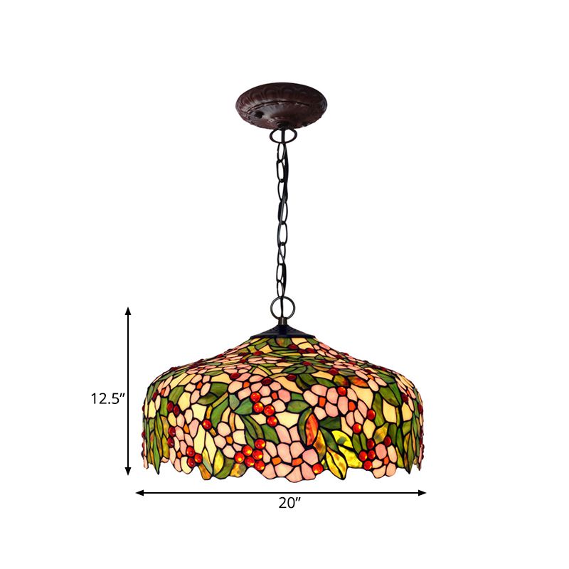 Blossom sospeso il lampadario 3 luci rosa/verde vittoriano a sospensione Light per sala da pranzo