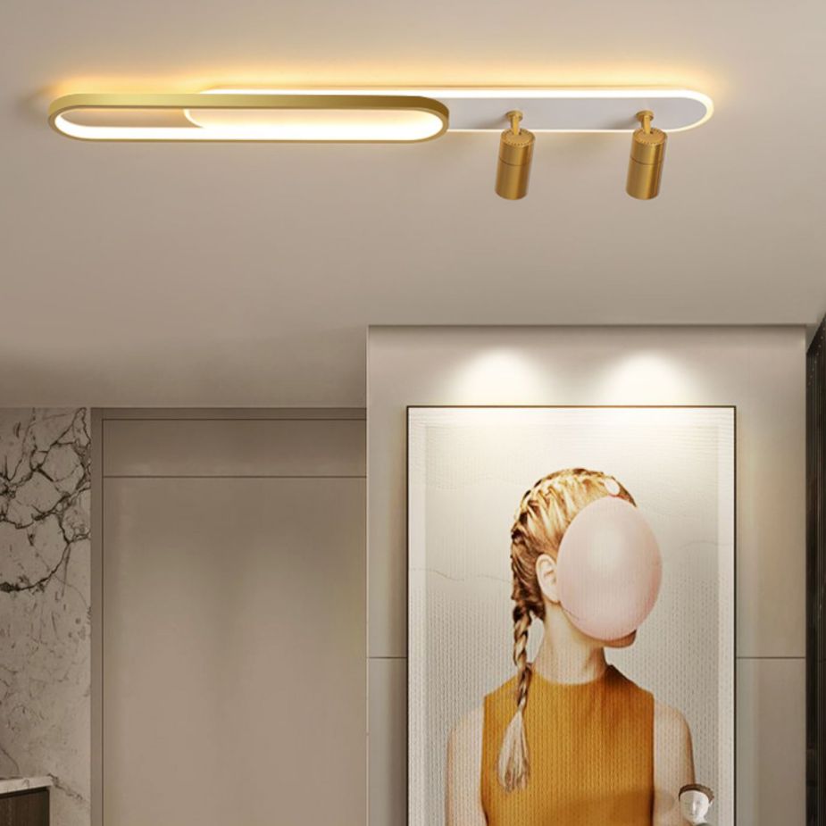 Indoor LED Semi flush plafond licht in moderne eenvoud metalen plafond armatuur met Oblong acryl schaduw