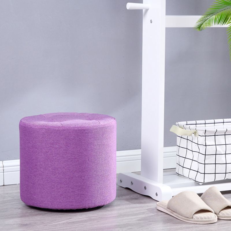 Modern Cotton Pouf Round Stain Resistant Solid Color Pouf for Living Room