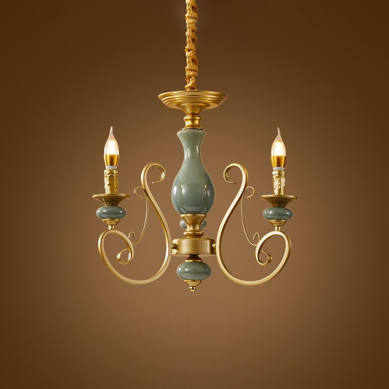 Traditional Style Suspension Pendant Light with Candle Metal Multi Light Pendant
