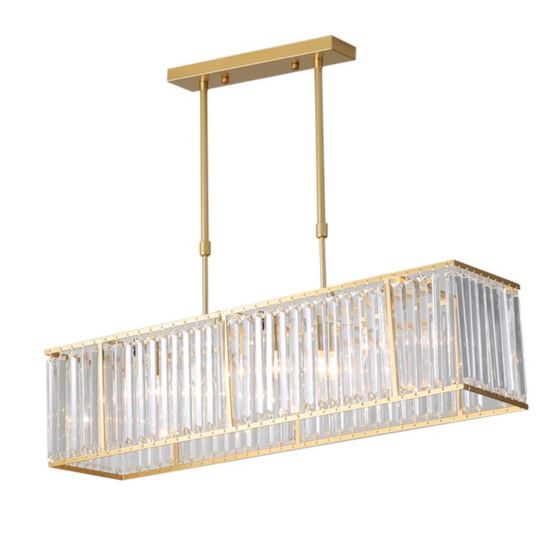Modern Rectangle Shade Island Pendant Crystal Island Lights for Dinning Room
