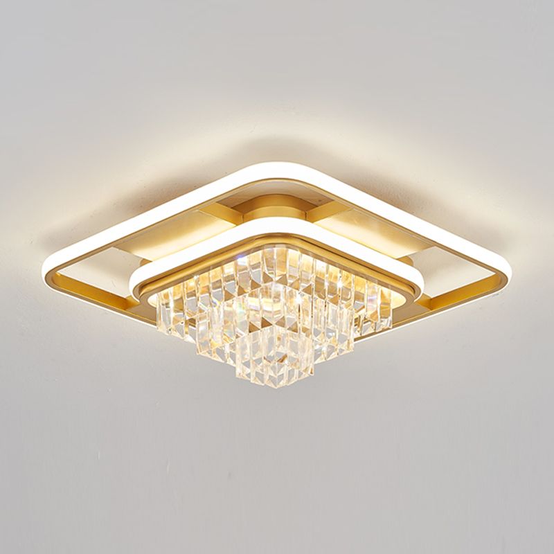 Plafonnier LED en forme de géométrie Simple et moderne, montage encastré en cristal de fer pour le salon