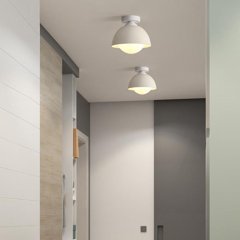 Dome Shape Flush Mount Modern Style Metal 1 Light Flush Ceiling Light in White/black