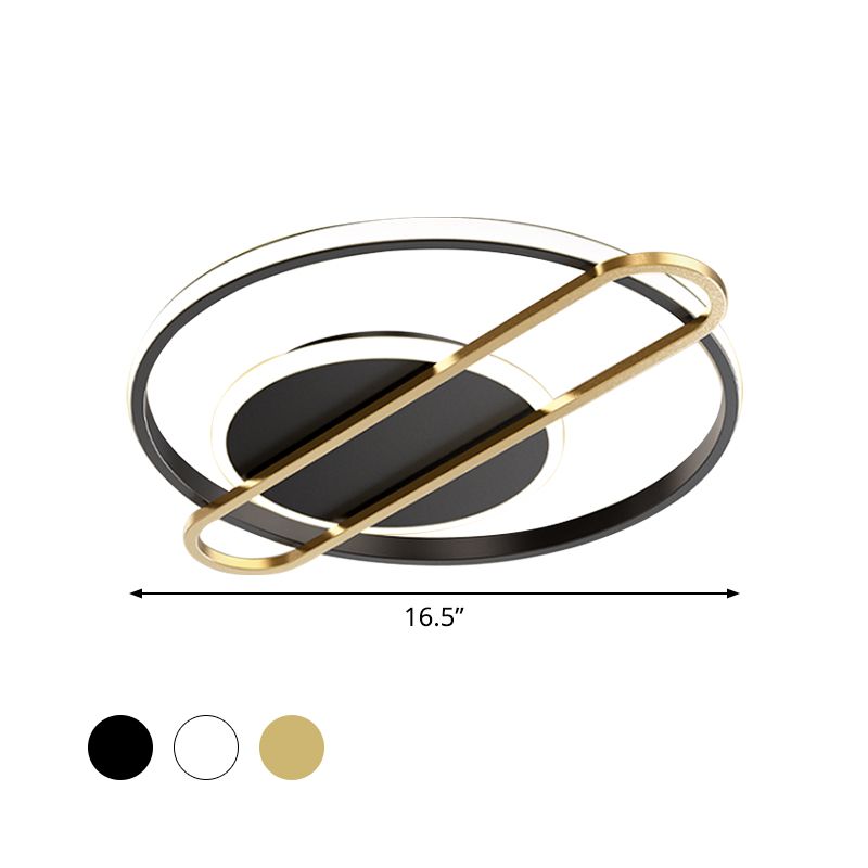 Nero/Oro/Bianco Cerchio Sottile Flush Mount Modernista Alluminio 16.5 "/20.5" Wide LED Plafoniera Flush Fixture