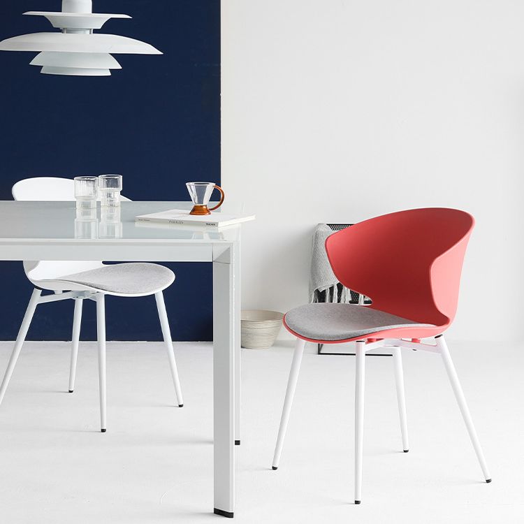 Modern Dining Room Upholstered Wingback Plastic Armless Dining Chair