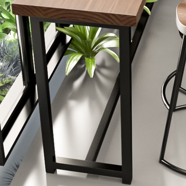 Industrial Rectangle Bar Table Set 1/4 Pcs Metal and Solid Wood Bar Table and Stools