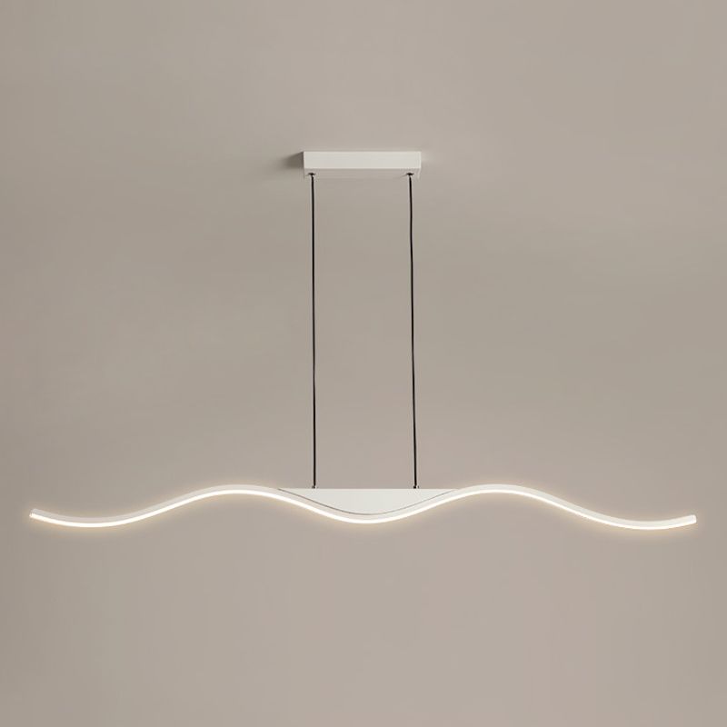 White Linear Kitchen Island Lighting Metal Square Ceiling Light for Living Room