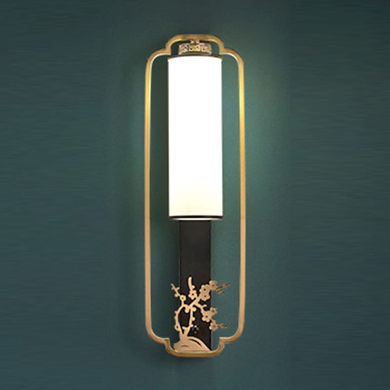 New Chinese Style Copper Wall Light Glass Shade Bulb Wall Lamp for Living Room