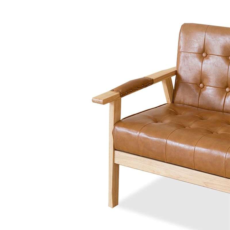 Modern 25.5"Wide PU Arm Chair with Basic Four Legs and Tufted Back