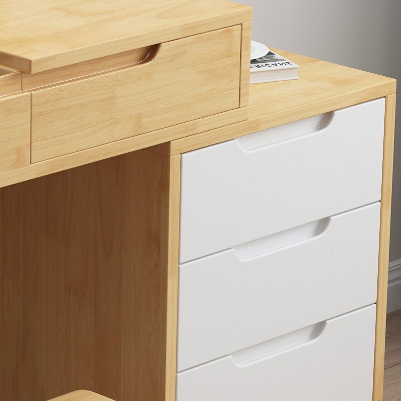 Solid Wood Vanity Makeup Table with Mirror and 4-Drawer - 17.72" D