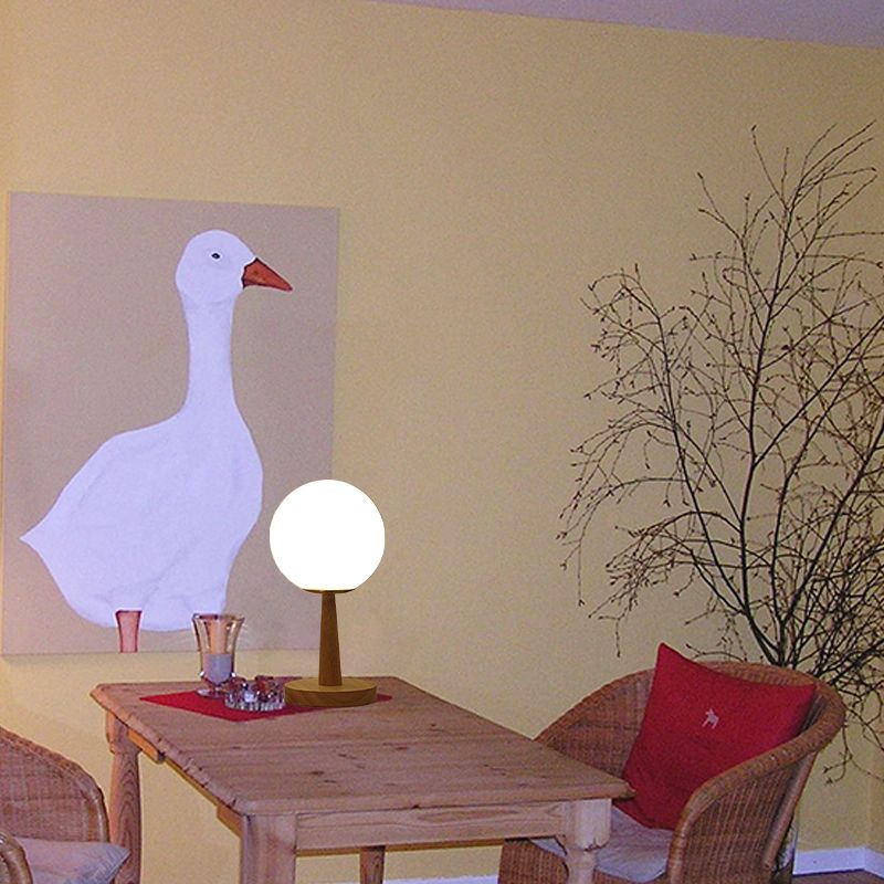 Nordic Style Table Lamp Brown Spherical Table Lamp with Glass for Study Room