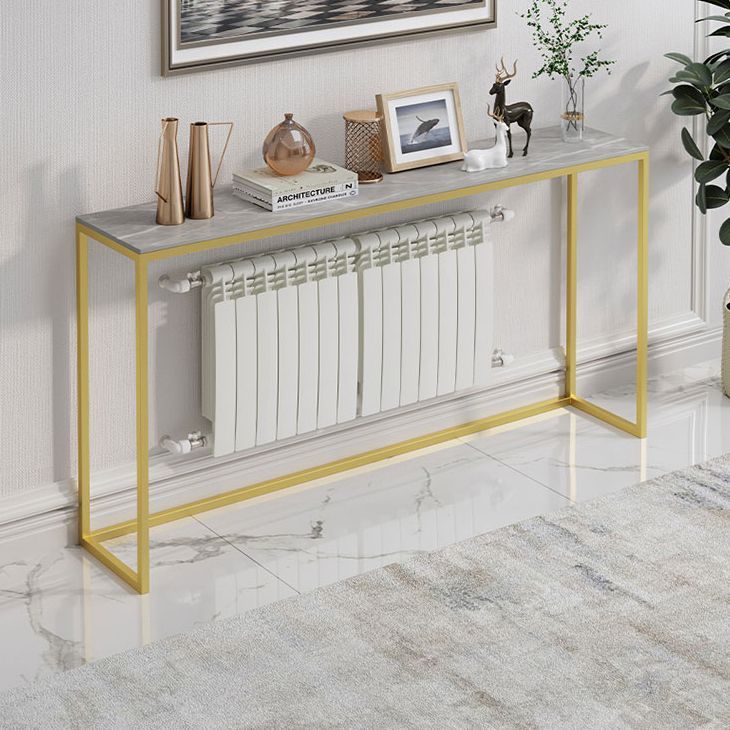33.46" Tall Glam Console Sofa Table 1-Shelf Stone Accent Table for Hall
