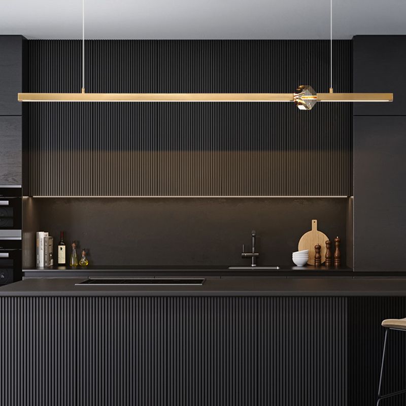 Lámpara moderna lámpara de lámpara de luz de metal lineal con cristal