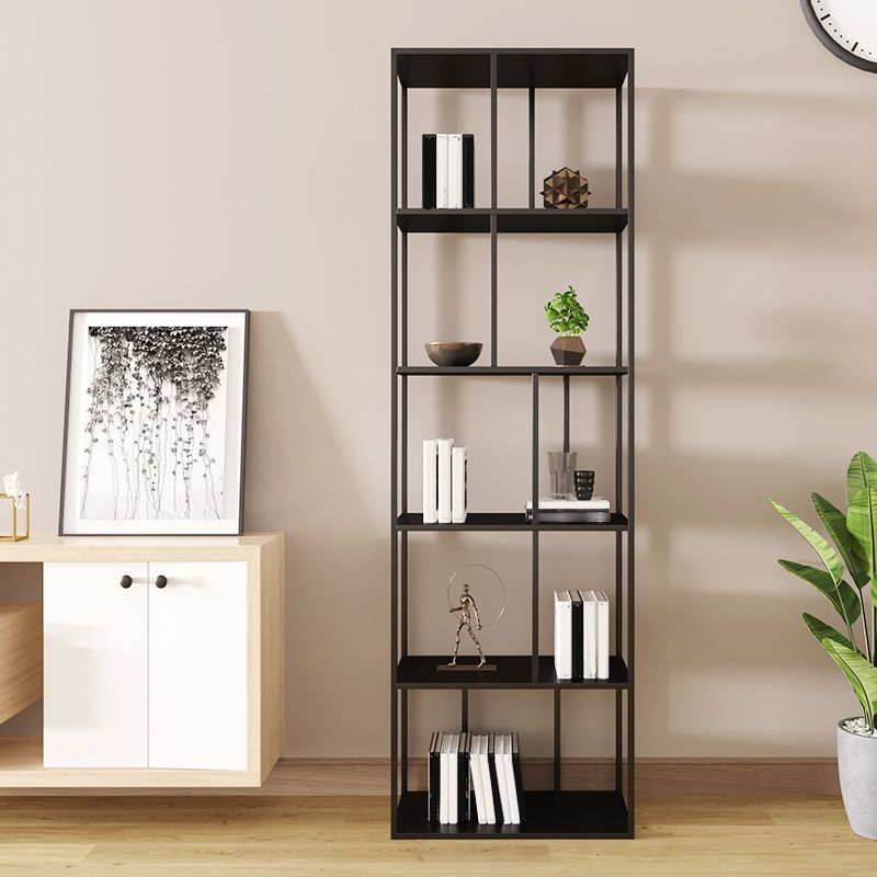 Contemporary Iron Open Etagere Bookshelf Multi Shelf Vertical Bookcase for Study Room