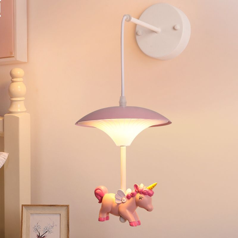Mushroom Shade Wall Light Kid Kid LED acrilico Lampada montata a parete bianca con decorazione dei cartoni animati