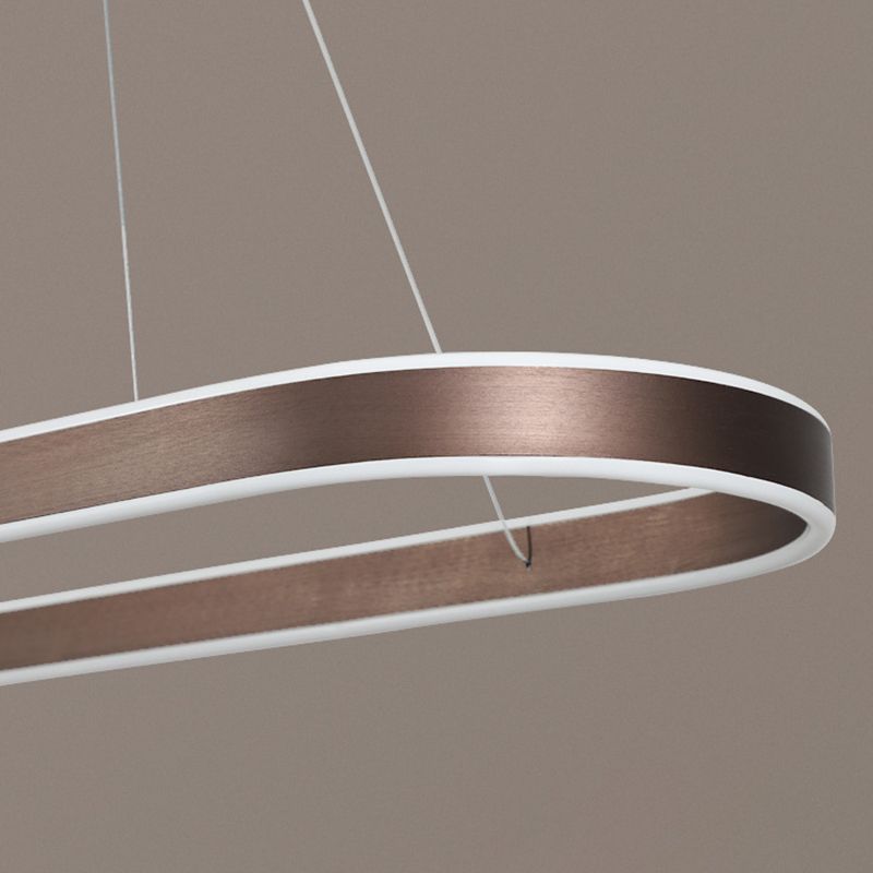 Oval Aluminum Island Pendant Lights Modern Style 2-Lights Chandelier Lamp Fixtures