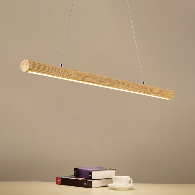 Illuminazione dell'isola a forma di polo beige semplice a led a led in legno sul tavolo da pranzo