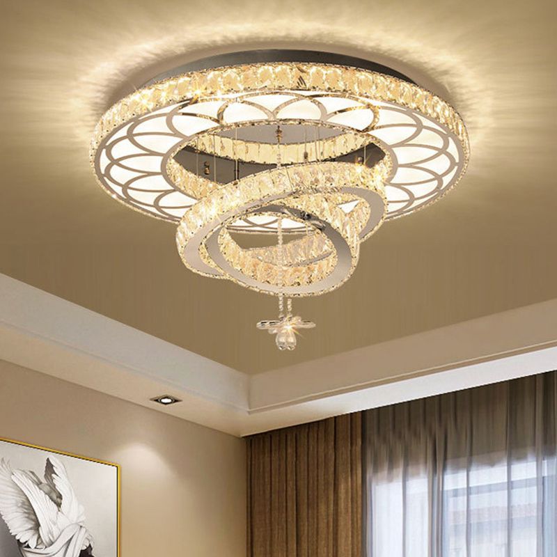 Zilverringen plafond spoeling licht eigentijdse kristallen led spoeling mount lamp armatuur voor slaapkamer