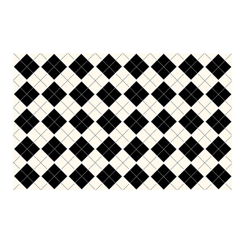 Sapphire Blue Modern Rug Polyester Grid Rug Washable Rug for Living Room