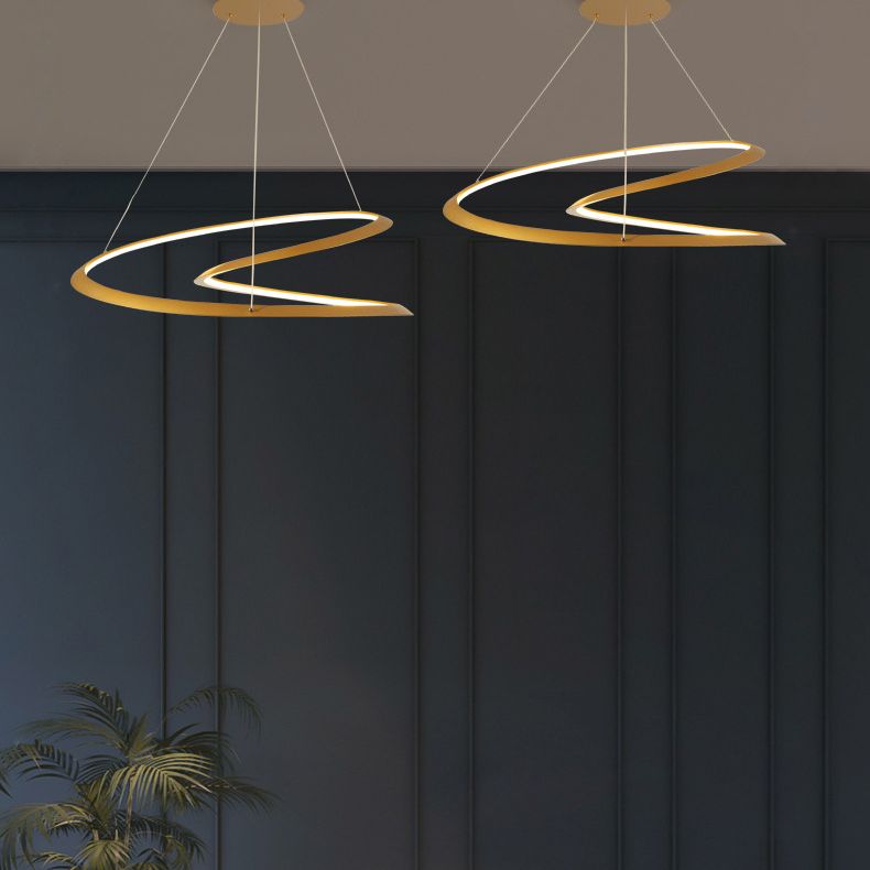 Modern LED Pendant Light Fixture Twisted Suspended Lighting Fixture with Acrylic Shade