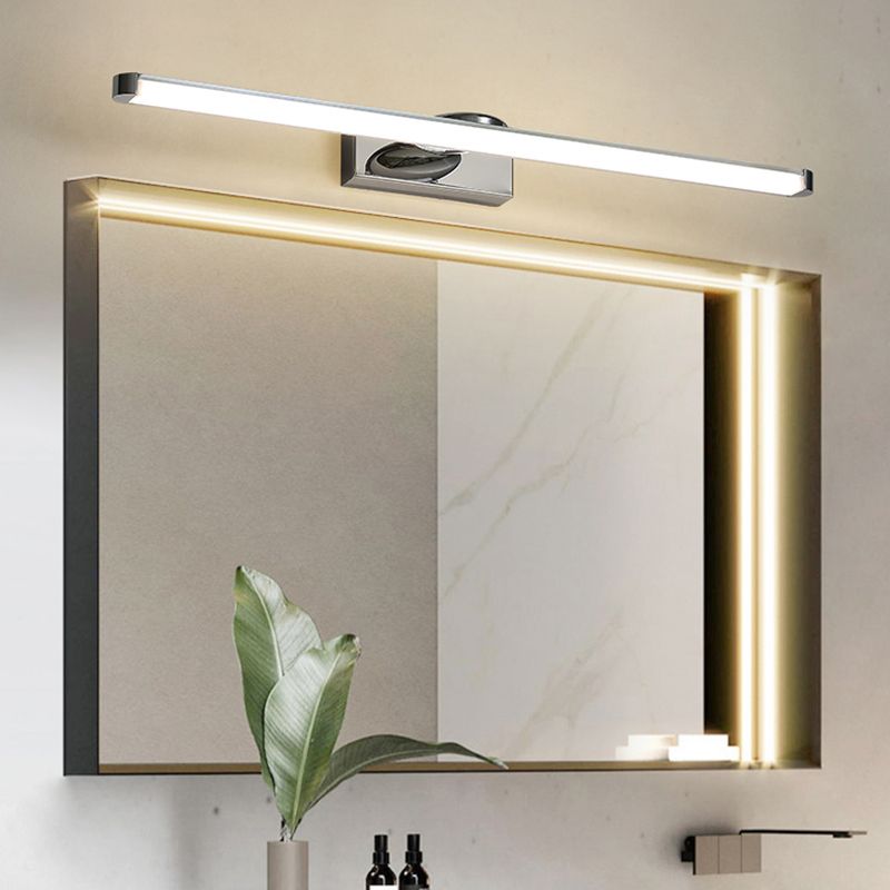 Modern Vanity Lighting Metal Wall Light Fixture in Silver for Bathroom