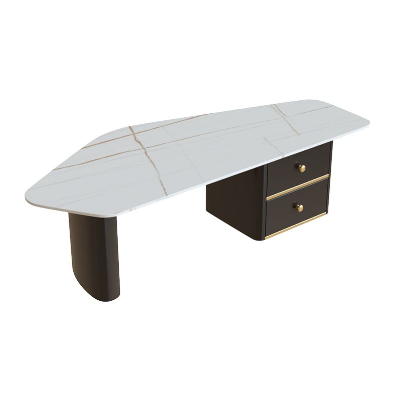 Glam Geometric Coffee Table Slate Top Cocktail Table for Living Room