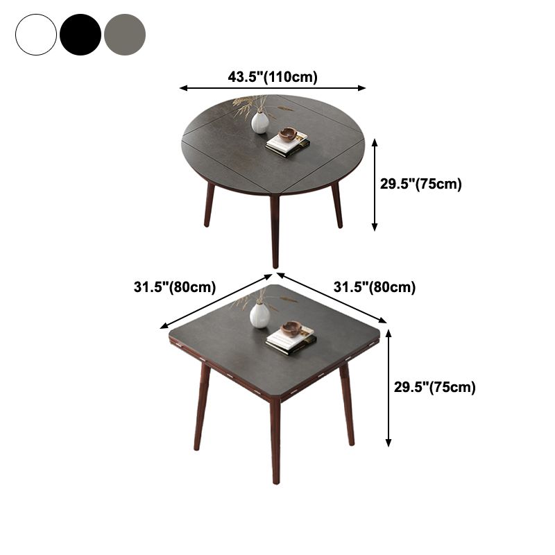 Industrial Style Dining Table Square Sintered Stone Dining Table with Wooden Base