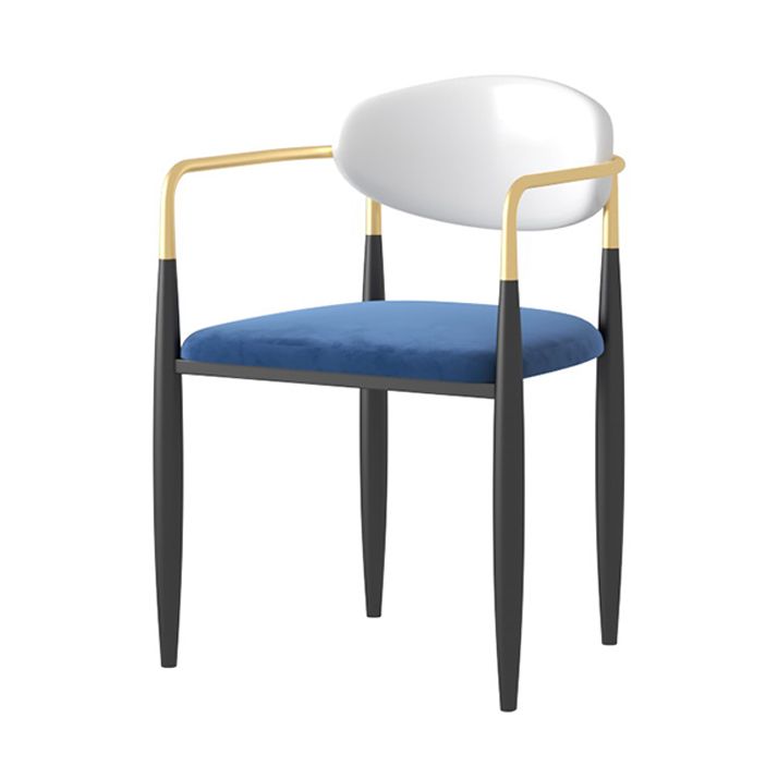 Silla de cocina contemporánea, silla auxiliar con brazo de comedor y patas de metal