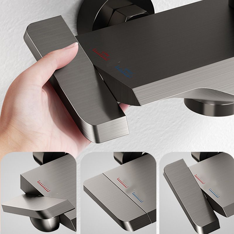 Modern Thermostatic Shower System Solid Color Slide Bar Included Shower Head Combo