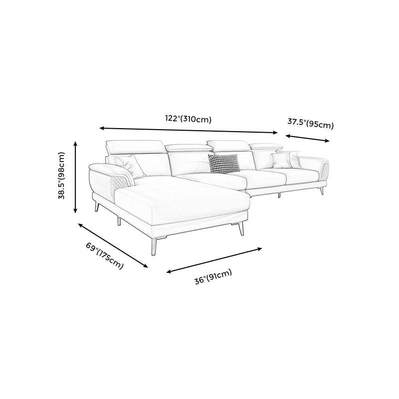 L-Shape Faux Leather Slipcovered Sofa Stain-Resistant Sectional and Chaise for 4 People