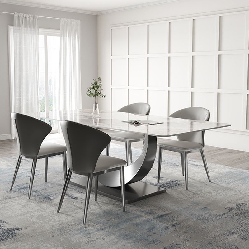 Industrial Dining Rectangle Table Sintered Stone Table with Metal Legs for Home Use