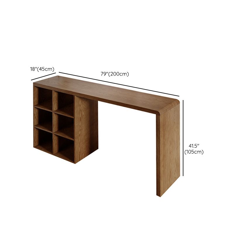 Modern Style Bar Table Pine Solid Wood Double pedestal Bar Dining Table with Storage