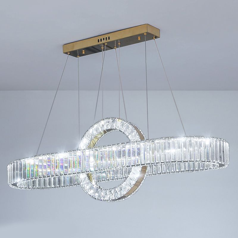 Contemporary Luxury Pendant Lights Crystal 2-Light Island Light in Gold