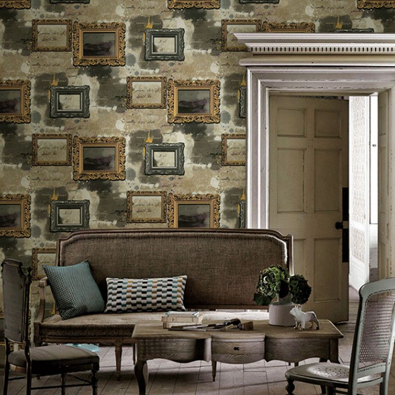 Vinyl Photo Frame Wallpaper Vintage Non-Pasted Wall Decor, 33 ft. x 20.5 in