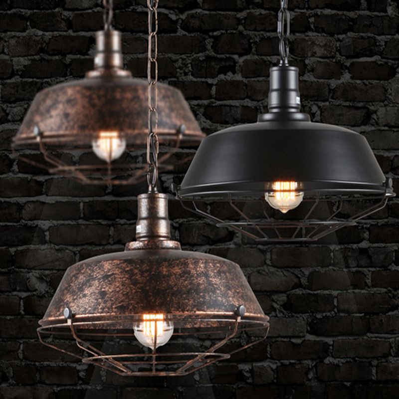 Luce a sospensione in ferro battuto a 1 luce vintage fienile a soffitto per la barra