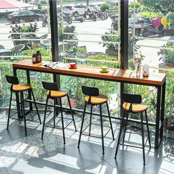 Trestle Solid Wood Counter Set 1/2/5 Pieces Natural Glam Indoor Table and Stool Set