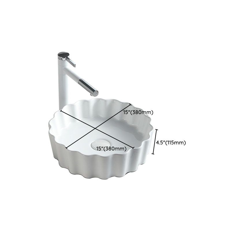 Contemporary Bathroom Sink White Porcelain Vessel Lavatory Sink Only