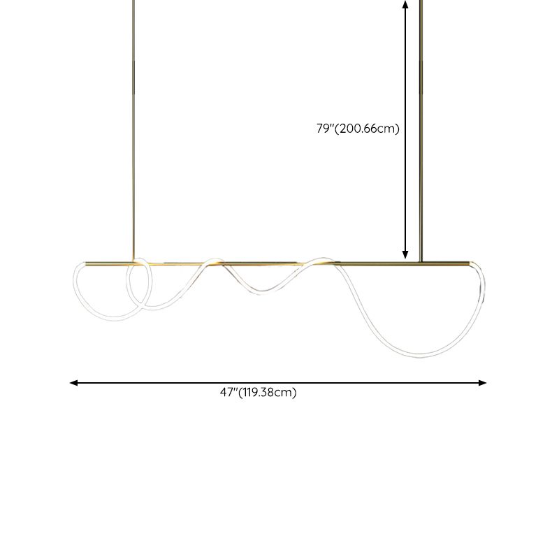 1 Light Linear Pendant Lighting Modern Metal Island Lighting
